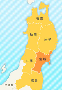 宮城県の地図